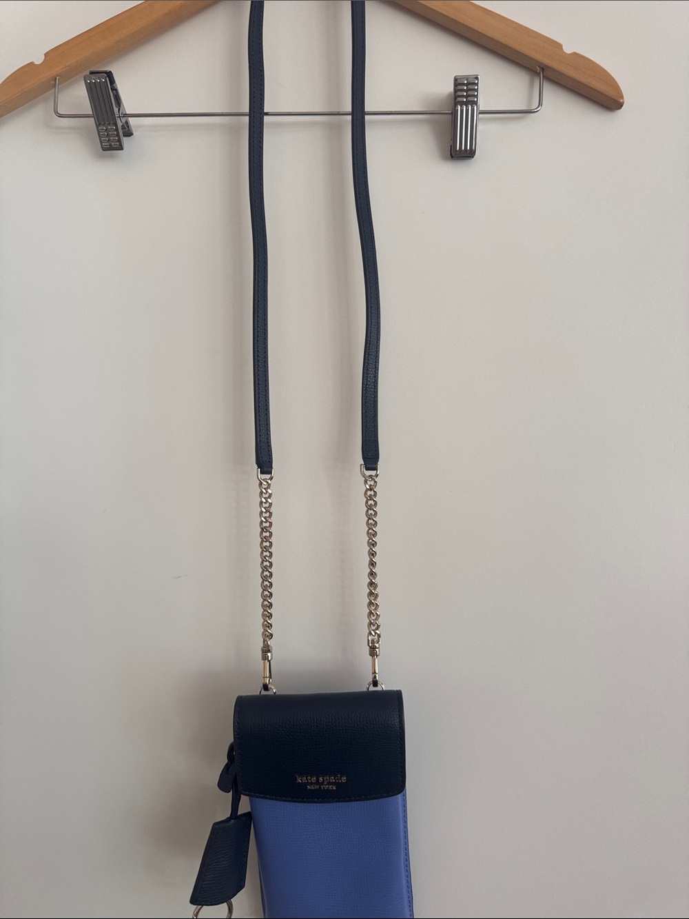 kate spade Navy and Periwinkle Two-Tone Leather Crossbody Phone Bag
